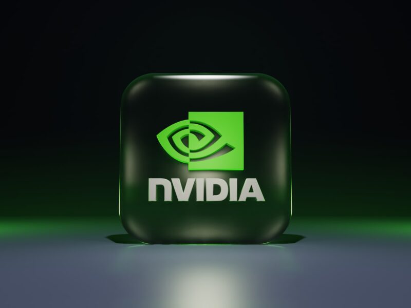 AI-generated illustration of a high-performance laptop on a desk displaying neural network graphics, representing local AI processing and Nvidia's AI PC push