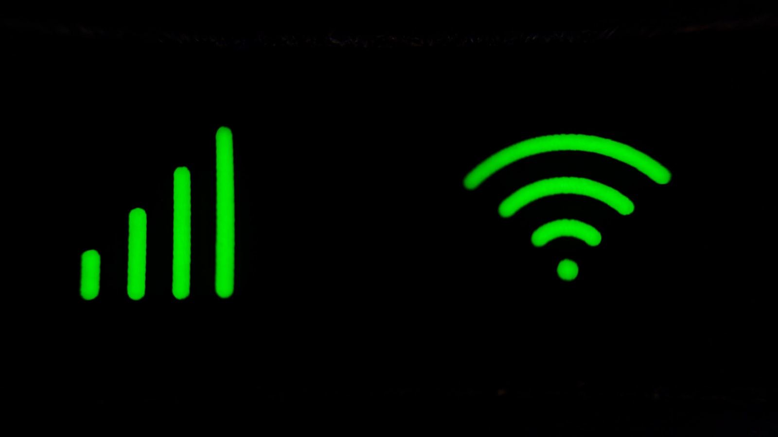 AI-generated illustration of a modern Wi-Fi router with blue LED lights on a home office desk, representing home network security in 2026